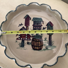Load image into Gallery viewer, Vintage Home & Garden Party Birdhouse Stoneware Pie Dish – Deep Fluted, Oven-Safe Beauty for Your Cherished Home
