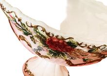 Load image into Gallery viewer, Vintage Ceramic Pedestal Bowl – Hand Painted Holiday Floral Decor