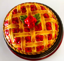 Load image into Gallery viewer, Vintage 1980s Ceramic Cherry Lattice Pie Dish