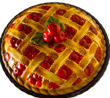 Load image into Gallery viewer, Vintage 1980s Ceramic Cherry Lattice Pie Dish