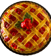 Load image into Gallery viewer, Vintage 1980s Ceramic Cherry Lattice Pie Dish