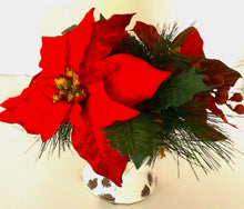Load image into Gallery viewer, Vintage Red Poinsettia Ceramic Pots - Holiday Decor Set of 2