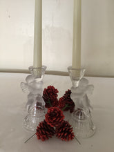 Load image into Gallery viewer, Vintage Frosted Glass Angel Taper Candle Holders, Pair