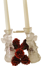 Load image into Gallery viewer, Vintage Frosted Glass Angel Taper Candle Holders, Pair