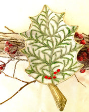 Load image into Gallery viewer, Treasures by Tawanna Vintage Metal Leaf Tray with Glass Berries - Holiday Decor & Dish