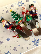 Load image into Gallery viewer, Treasures by Tawanna Holiday Resin Handle Cheese Spreader Set - Vintage Santa & Nutcracker Decor