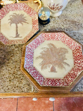 Load image into Gallery viewer, Vintage Palm Tree Octagonal Découpage Plates - Set of 2