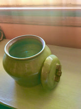 Load image into Gallery viewer, Vintage Signature Sage Green Ceramic Pottery with Lid