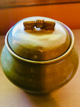 Load image into Gallery viewer, Vintage Signature Sage Green Ceramic Pottery with Lid