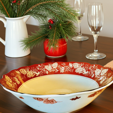 Load image into Gallery viewer, Treasures by Tawanna Red & White Floral Andover Porcelain Serving Bowl, 222 Fifth Edition, 3" High