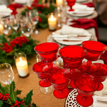 Load image into Gallery viewer, Ruby red provincial footed tumblers (8)