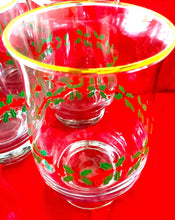 Load image into Gallery viewer, Treasures by Tawanna Pre-loved Holly Berry Painted Stemless Wine Goblets, Set of 6