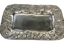 Load image into Gallery viewer, Vintage Pewter Serving Tray – Embossed Rectangular Dish for Elegant Entertaining & Home Decor