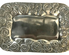 Load image into Gallery viewer, Vintage Pewter Serving Tray – Embossed Rectangular Dish for Elegant Entertaining & Home Decor