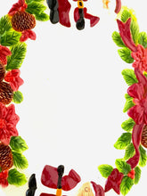 Load image into Gallery viewer, Vintage Publix Santa & Mrs. Claus Ceramic Serving Tray, 13" Red & White Oval Holiday Platter
