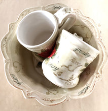 Load image into Gallery viewer, Vintage Ceramic Bowl with Rose Painting; Two Large Mugs