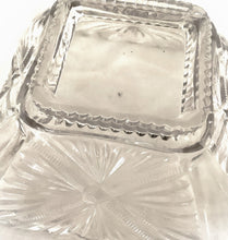 Load image into Gallery viewer, Timeless Etched Glass Square Bowl | Vintage Scalloped Crystal Decor | One-of-a-Kind Home Treasure