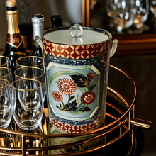 Load image into Gallery viewer, Treasures by Tawanna: Pre-loved Floral Ice Bucket with Clear Lid & Handle