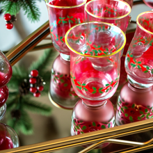 Load image into Gallery viewer, Treasures by Tawanna Pre-loved Holly Berry Painted Stemless Wine Goblets, Set of 6