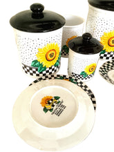 Load image into Gallery viewer, Vintage Sunny Sunflower Canister Set - 11 pieces- Checkered Print