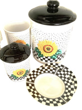 Load image into Gallery viewer, Vintage Sunny Sunflower Canister Set - 11 pieces- Checkered Print