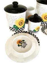 Load image into Gallery viewer, Vintage Sunny Sunflower Canister Set - 11 pieces- Checkered Print