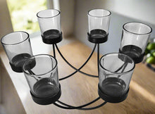 Load image into Gallery viewer, Vintage Candelabra Black with Six Clear Glass Candle Holders