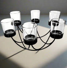 Load image into Gallery viewer, Vintage Candelabra Black with Six Clear Glass Candle Holders