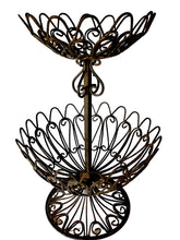 Load image into Gallery viewer, Vintage 2-Tier Wrought Iron Countertop Basket – Elegant Fruit & Vegetable Storage for Your Unique Home