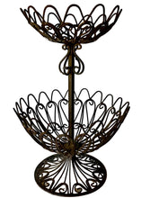 Load image into Gallery viewer, Vintage 2-Tier Wrought Iron Countertop Basket – Elegant Fruit & Vegetable Storage for Your Unique Home
