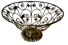 Load image into Gallery viewer, One-of-a-Kind Vintage Bronze Metal Wire Basket | Leaf Sculpted Decorative Fruit & Bread Bowl for Elegant Home Decor