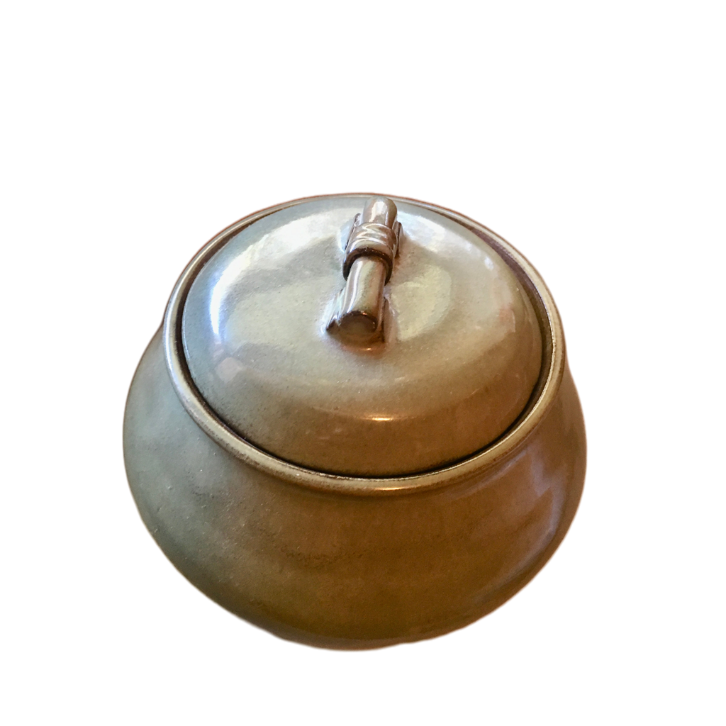 Vintage Signature Sage Green Ceramic Pottery with Lid