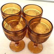 Load image into Gallery viewer, Amber Tiara Indiana Glass Footed Tumblers