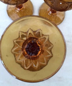 Amber Tiara Indiana Glass Footed Tumblers