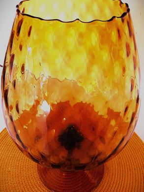Vintage Amber Diamond Pattern Brandy Sniffer