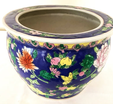 Asian Chinoiserie Vintage Floral Planter Bowl.