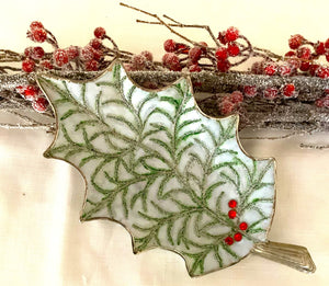 Holiday Metal Leaf Tray