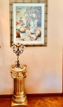 Load image into Gallery viewer, Vintage 5 Arm Tall Wrought Iron Tabletop Candelabra with White Globes