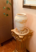 Load image into Gallery viewer, Vintage Hand-Carved Stoneware Vase – Tan Bronze Art