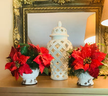 Load image into Gallery viewer, Vintage Red Poinsettia Ceramic Pots - Holiday Decor Set of 2