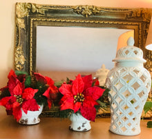 Load image into Gallery viewer, Vintage Red Poinsettia Ceramic Pots - Holiday Decor Set of 2