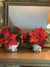 Load image into Gallery viewer, Vintage Red Poinsettia Ceramic Pots - Holiday Decor Set of 2