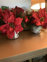 Load image into Gallery viewer, Vintage Red Poinsettia Ceramic Pots - Holiday Decor Set of 2