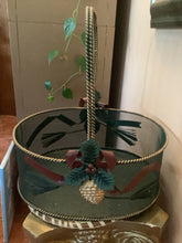 Load image into Gallery viewer, Vintage Holiday Basket Green and Bronze-Tone with Rope Handle