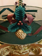 Load image into Gallery viewer, Vintage Holiday Basket Green and Bronze-Tone with Rope Handle