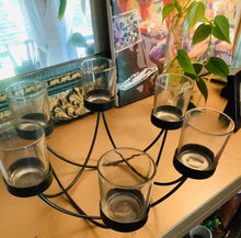 Load image into Gallery viewer, Vintage Candelabra Black with Six Clear Glass Candle Holders