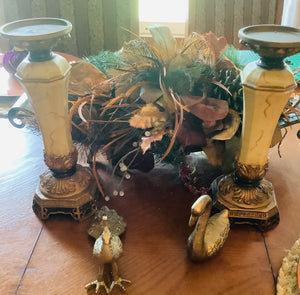 Vintage Ceramic Sunflower Yellow Candle Holders (2)