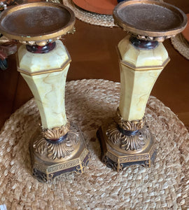 Vintage Ceramic Sunflower Yellow Candle Holders (2)