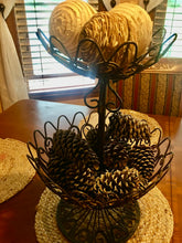 Load image into Gallery viewer, Vintage 2-Tier Wrought Iron Countertop Basket – Elegant Fruit &amp; Vegetable Storage for Your Unique Home