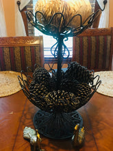 Load image into Gallery viewer, Vintage 2-Tier Wrought Iron Countertop Basket – Elegant Fruit &amp; Vegetable Storage for Your Unique Home